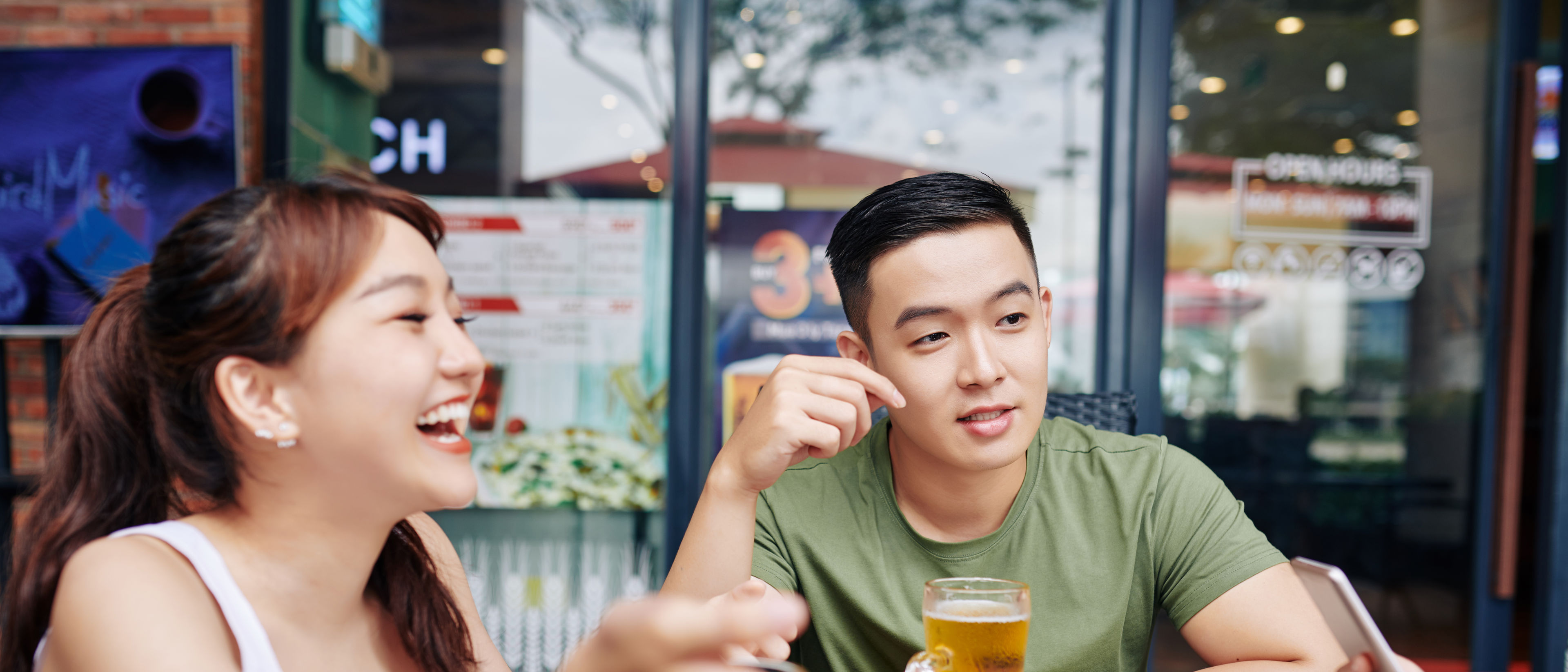 Friends enjoying drinks together.