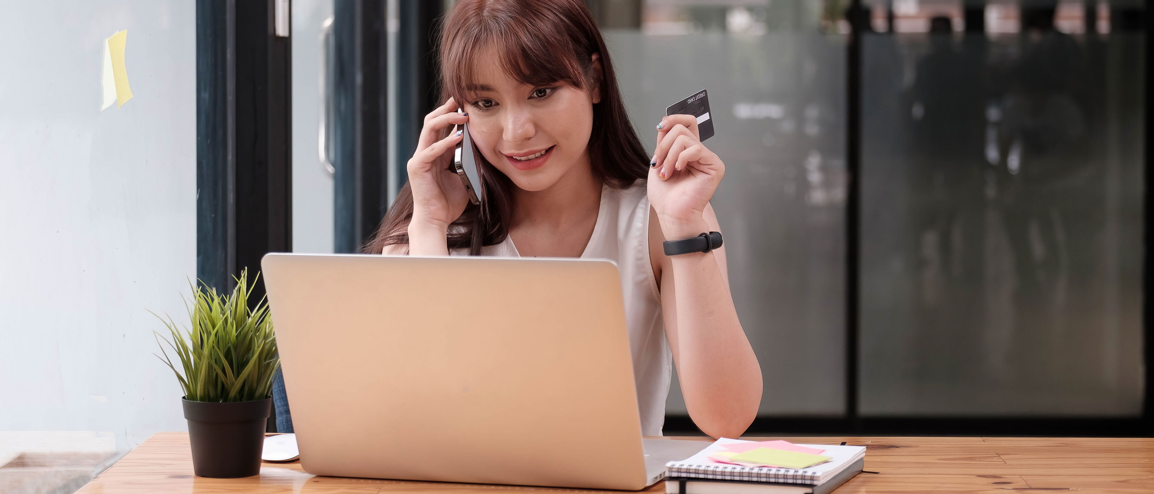 Smiling woman at office.